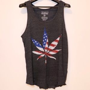 UO American Flag Weed Leaf Tank